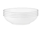 Set of 4 Maxwell & Williams 18.5cm White Platinum Coupe Shallow Bowls - White/Platinum