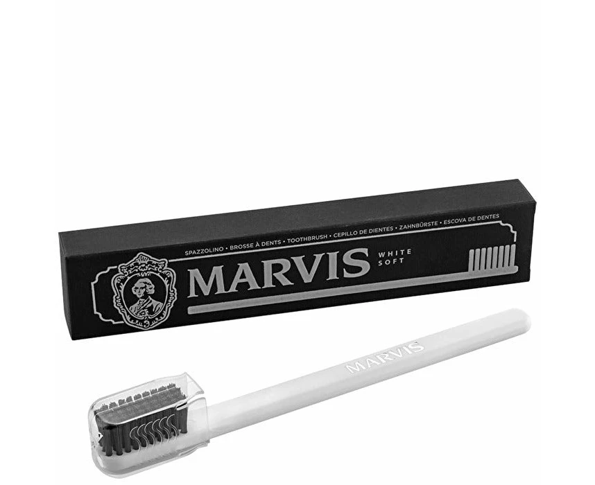 Marvis White Toothbrush With Nylon Medium Bristles