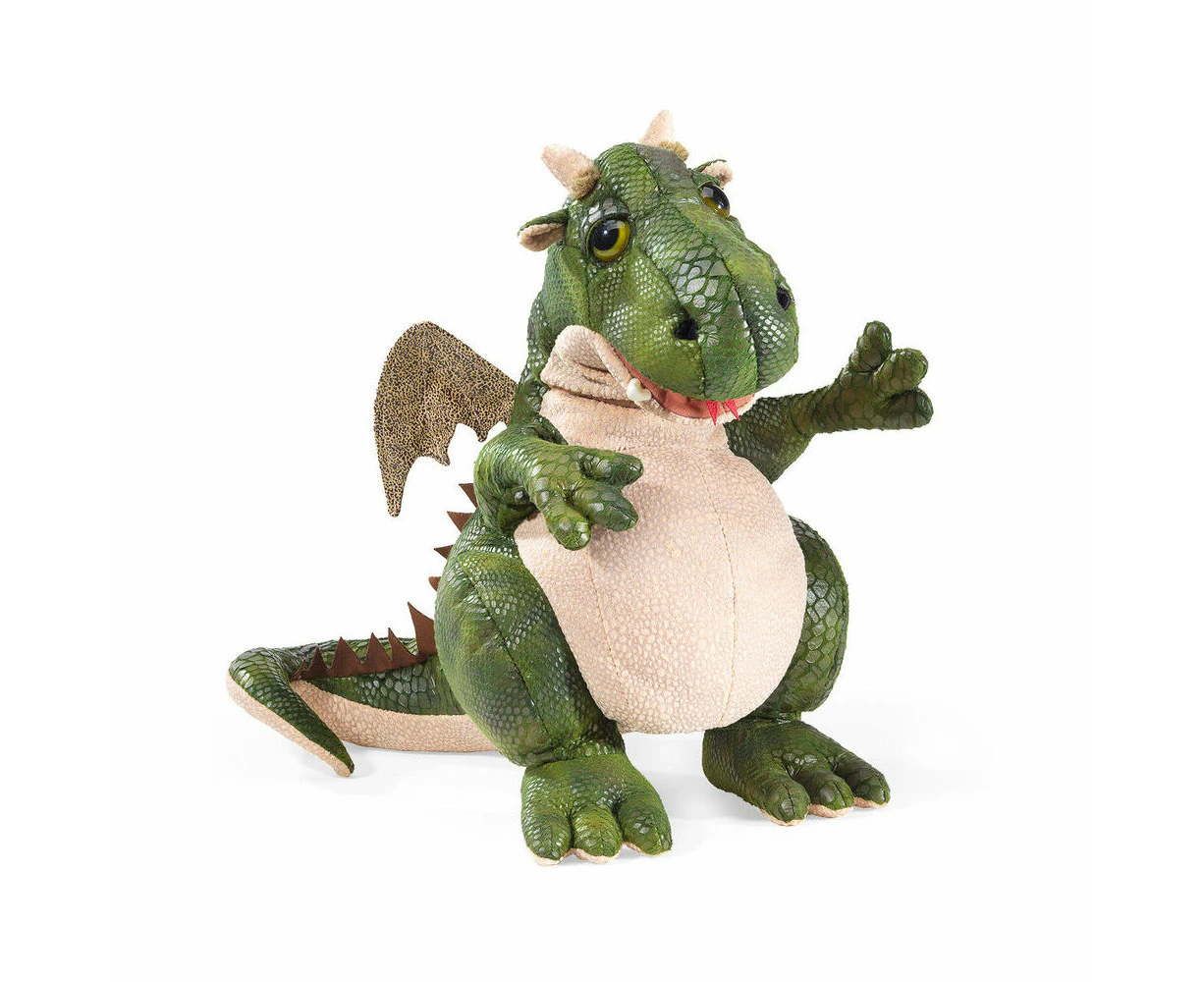 Folkmanis Friendly Dragon Hand Puppet 41cm Kids/Children Plush Toy Green 0m+