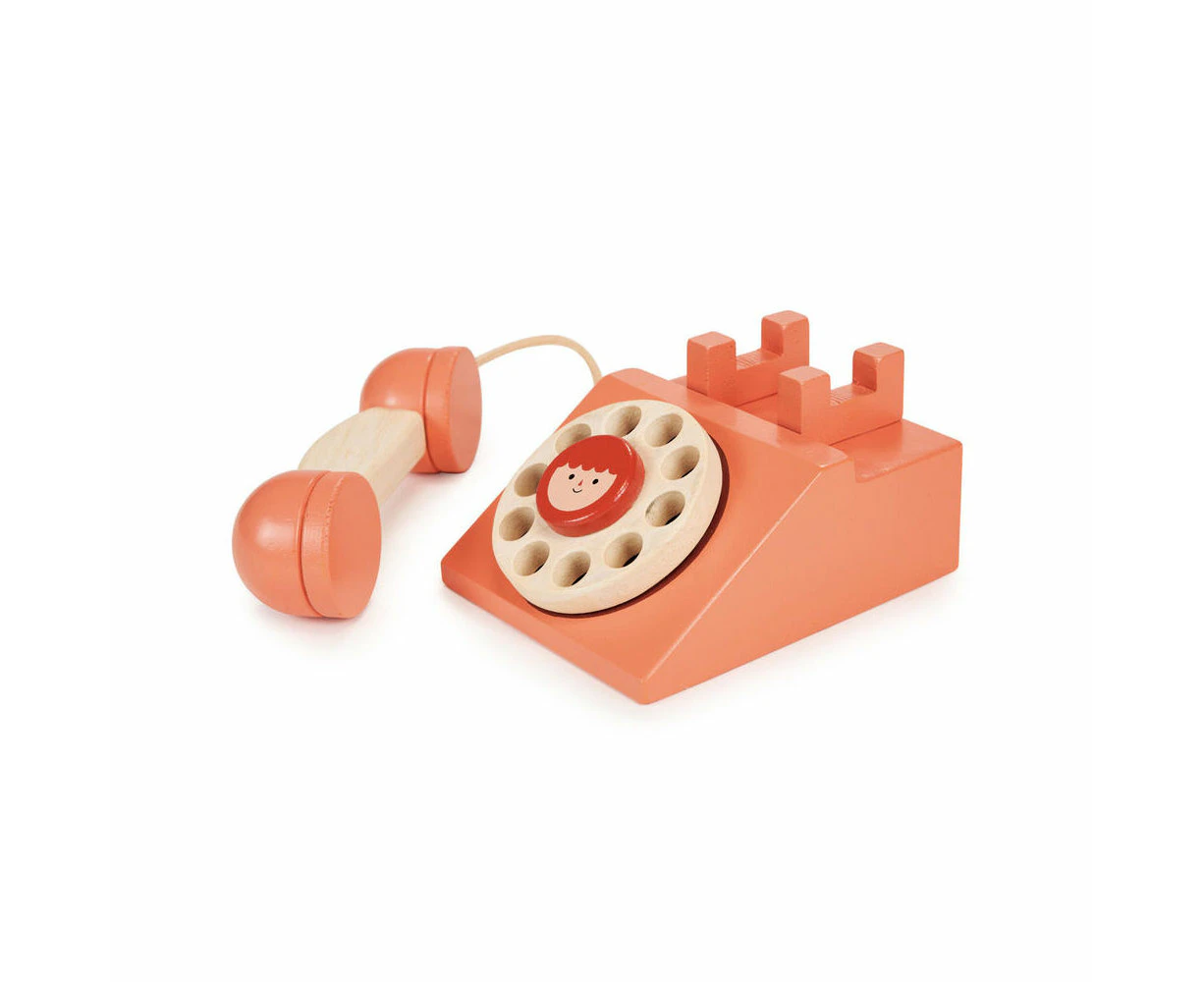 Mentari Ring Telephone Kids/Children Pretend Play 15x16cm Wooden Toy 2y+