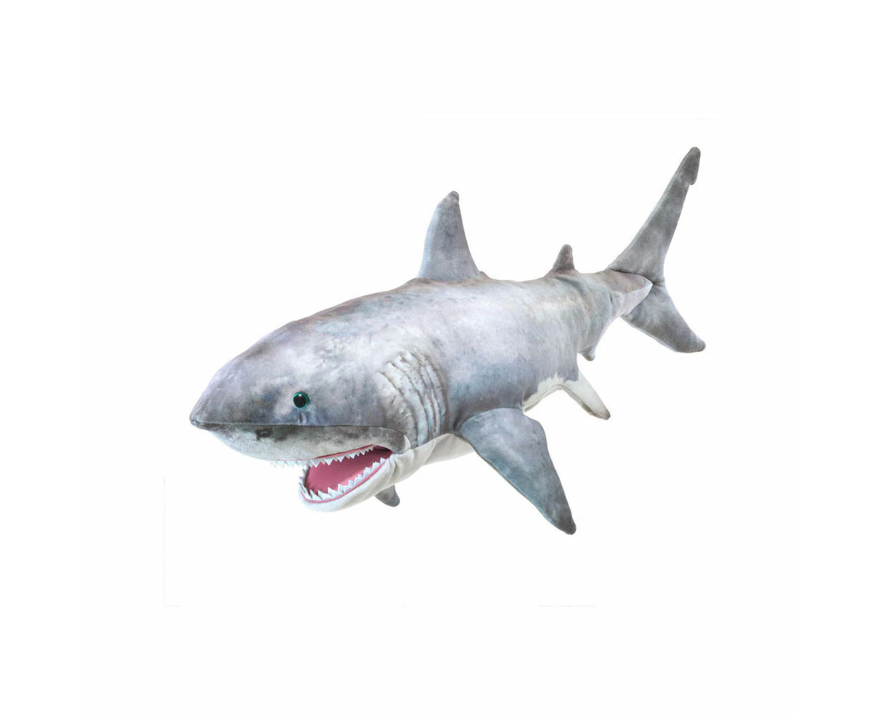 Folkmanis Great White Shark Hand Puppet 71cm Kids/Children Soft Toy Grey 3y+