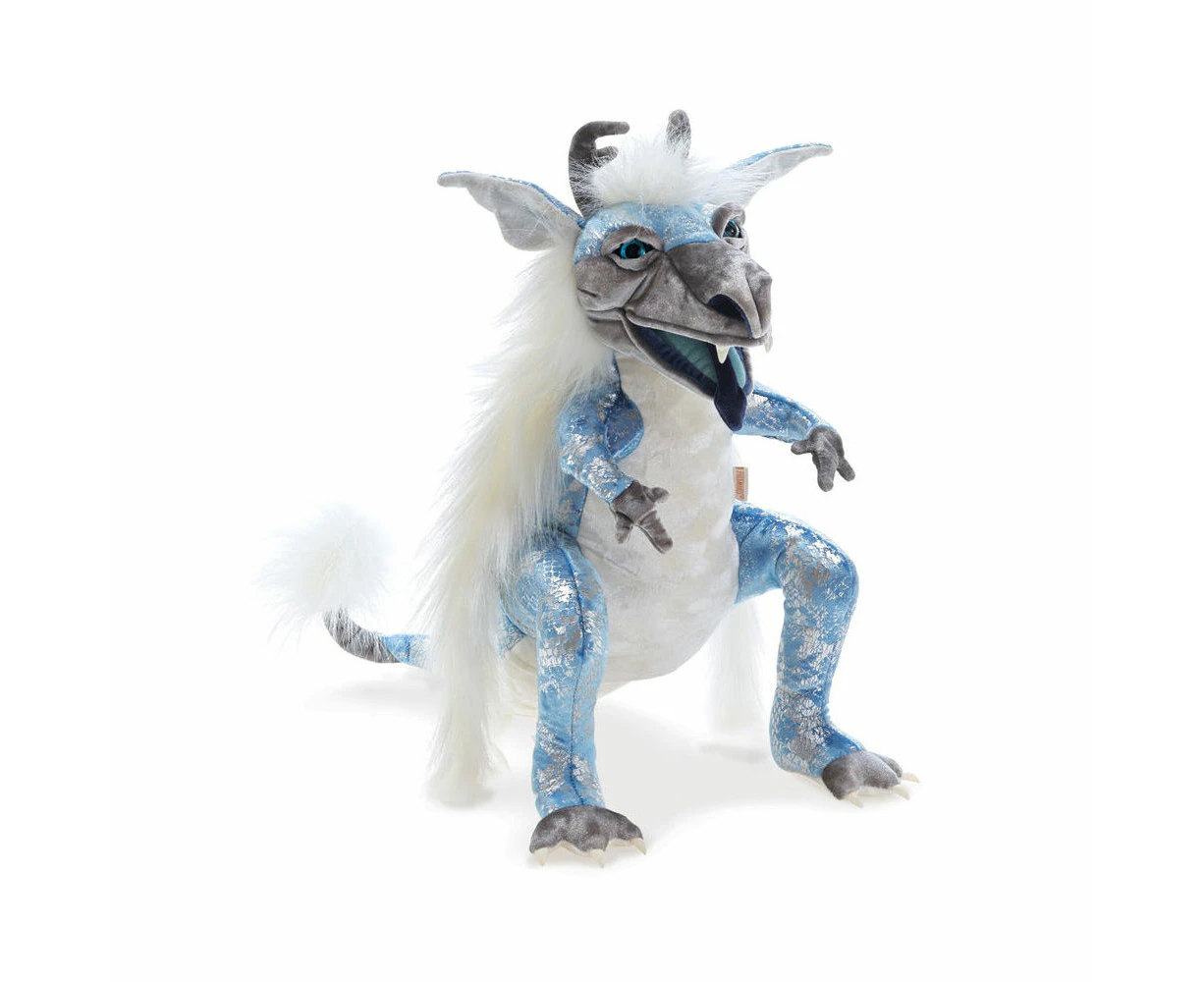 Folkmanis Ice Dragon Hand Puppet Kids/Children Animal Plush Toy Blue 3y+