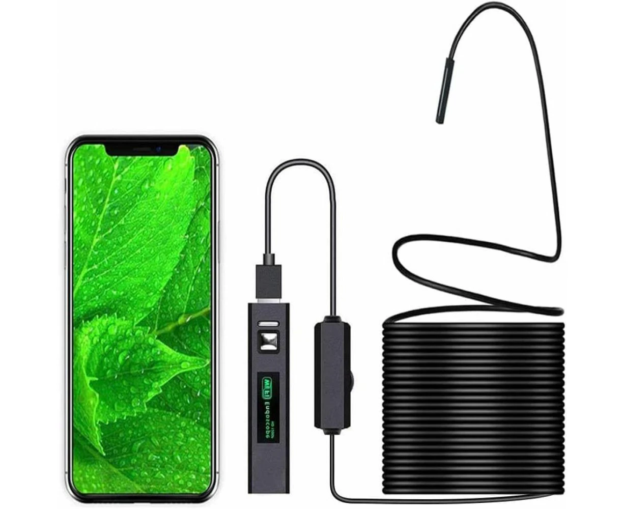 Inspection Camera Endoscope,Wireless Endoscope Wifi Inspection Camera 1200P Hd Borescope Waterproof Ip68 Snake Pipe Camera With 8 Led & 5M 16.4Ft