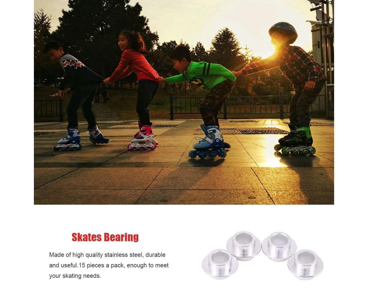 15Pcs Roller Skates Bearing Bushing Spacers For Skate Wheels Shoes Skating Parts