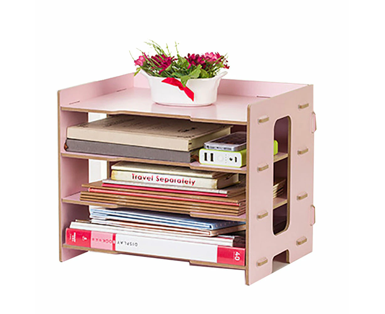 Modern Bedside Office Display Rack Magazine File Organizer Desktop Document Sorter(Pink)