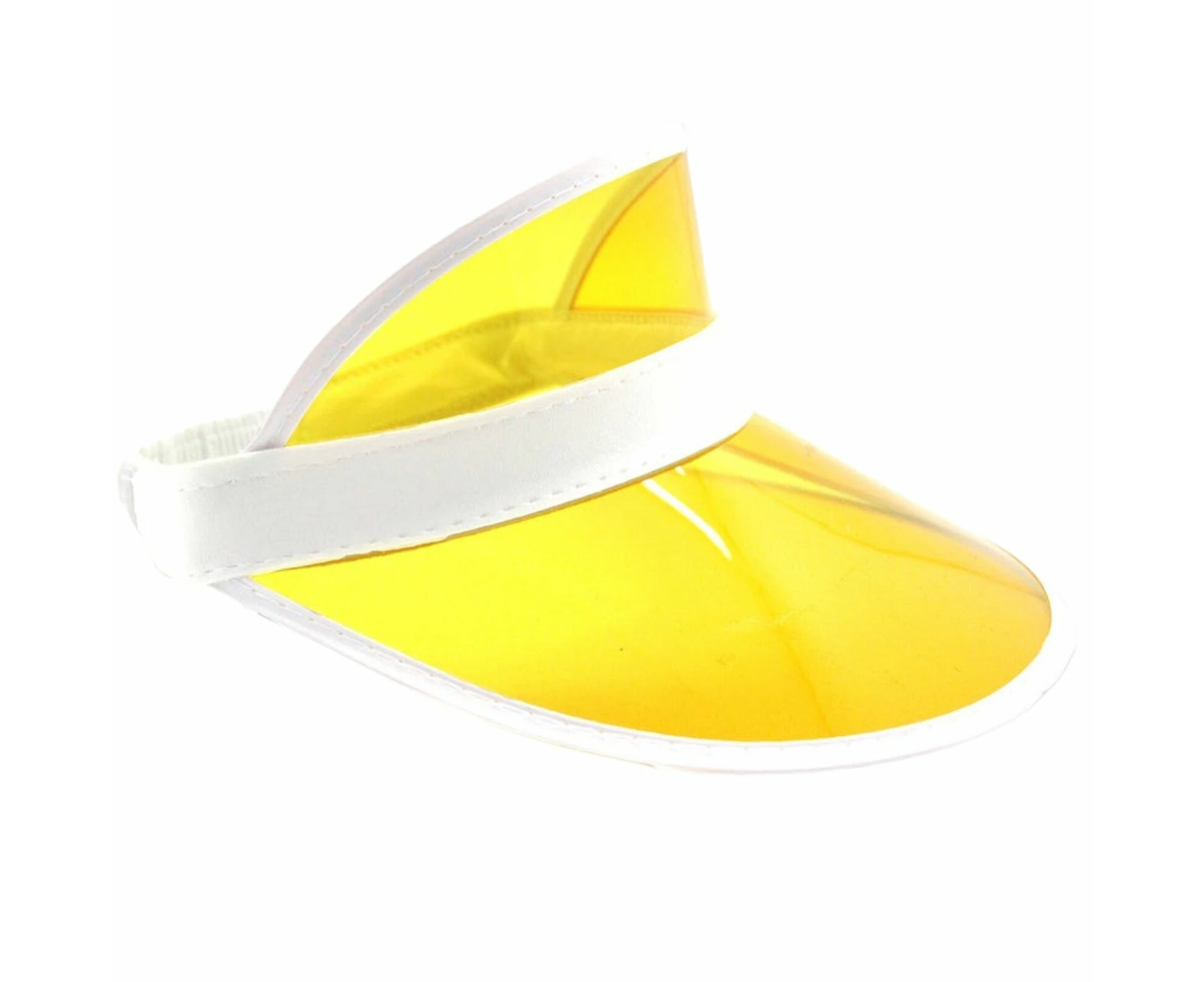 Yellow Perspex Visor with White Rim Retro 80s Rave Accessory, Adjustable Fit Australia Day