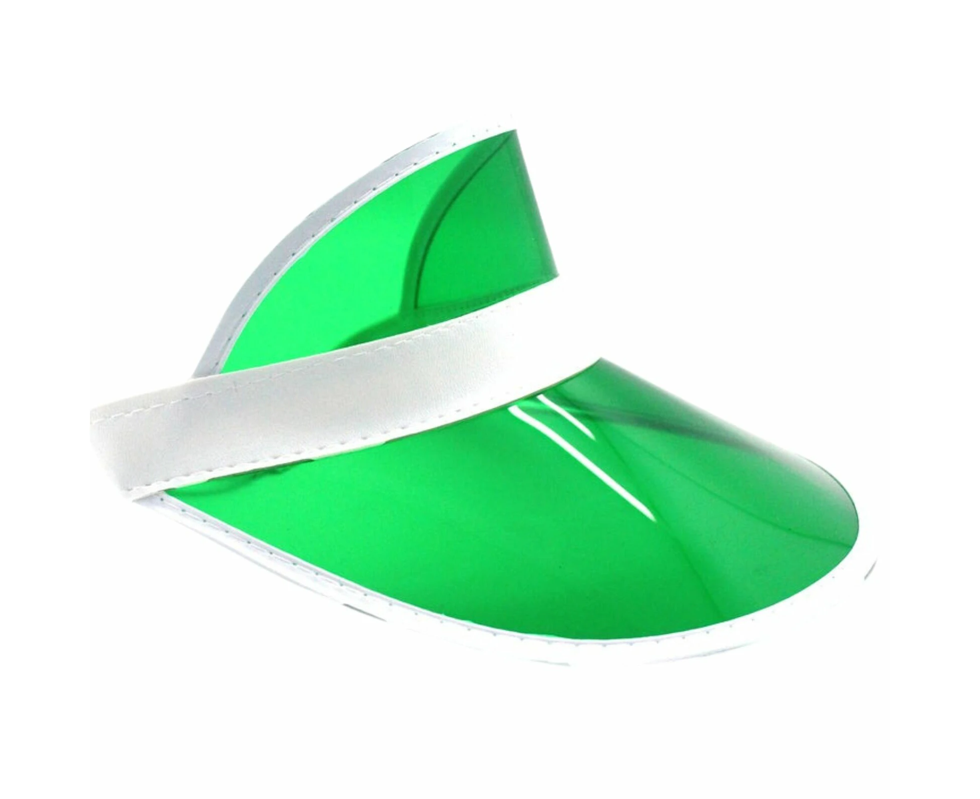 Green Perspex Visor with White Rim Retro 80s Rave Accessory, Adjustable Fit Australia Day