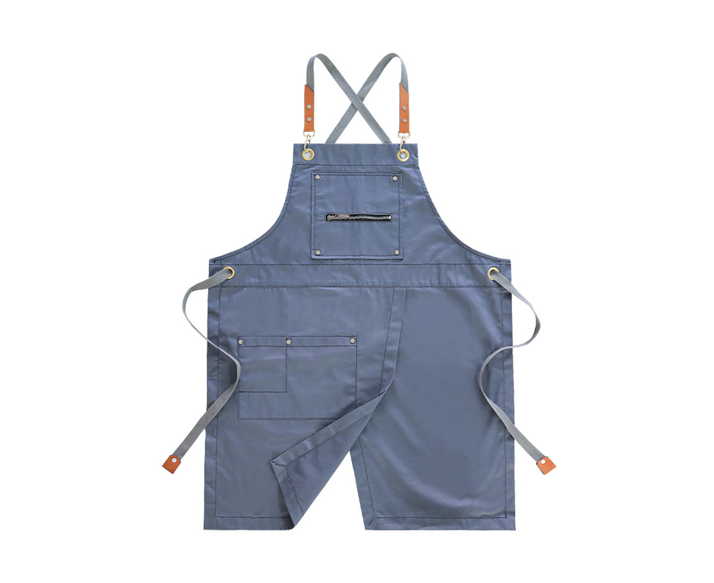 Aprons For Women, Heavy-duty Cotton Crossback Apron with Two Pockets ,Split Apron with Adjustable Straps