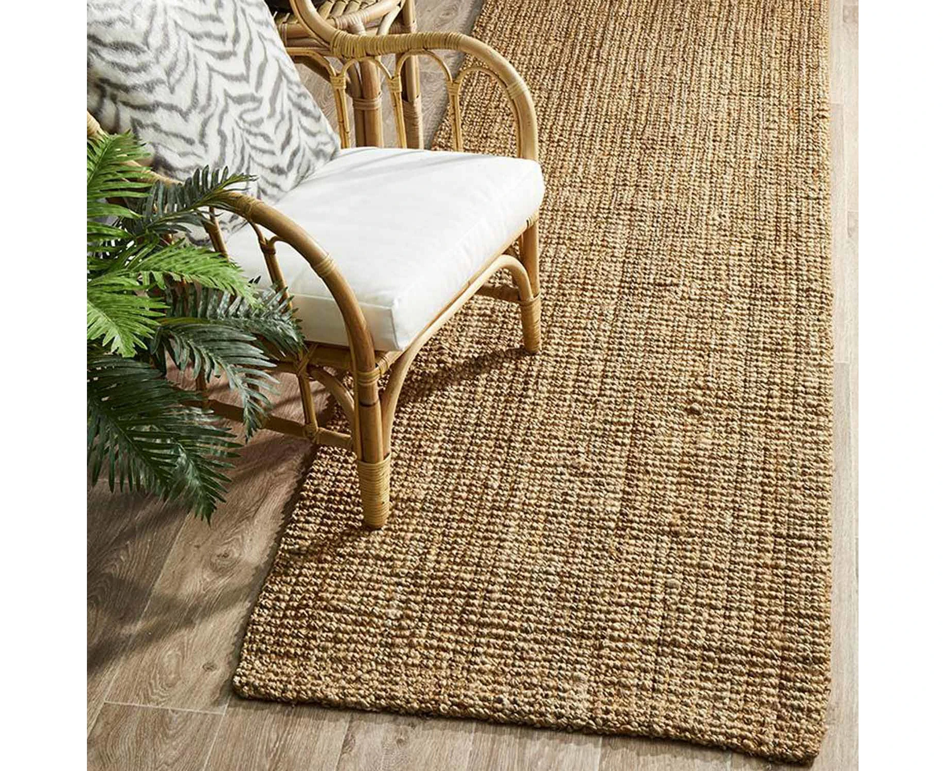 Uyuni Natural Chunky Jute Fibre Beige Floor Runner Rug 80x300cm