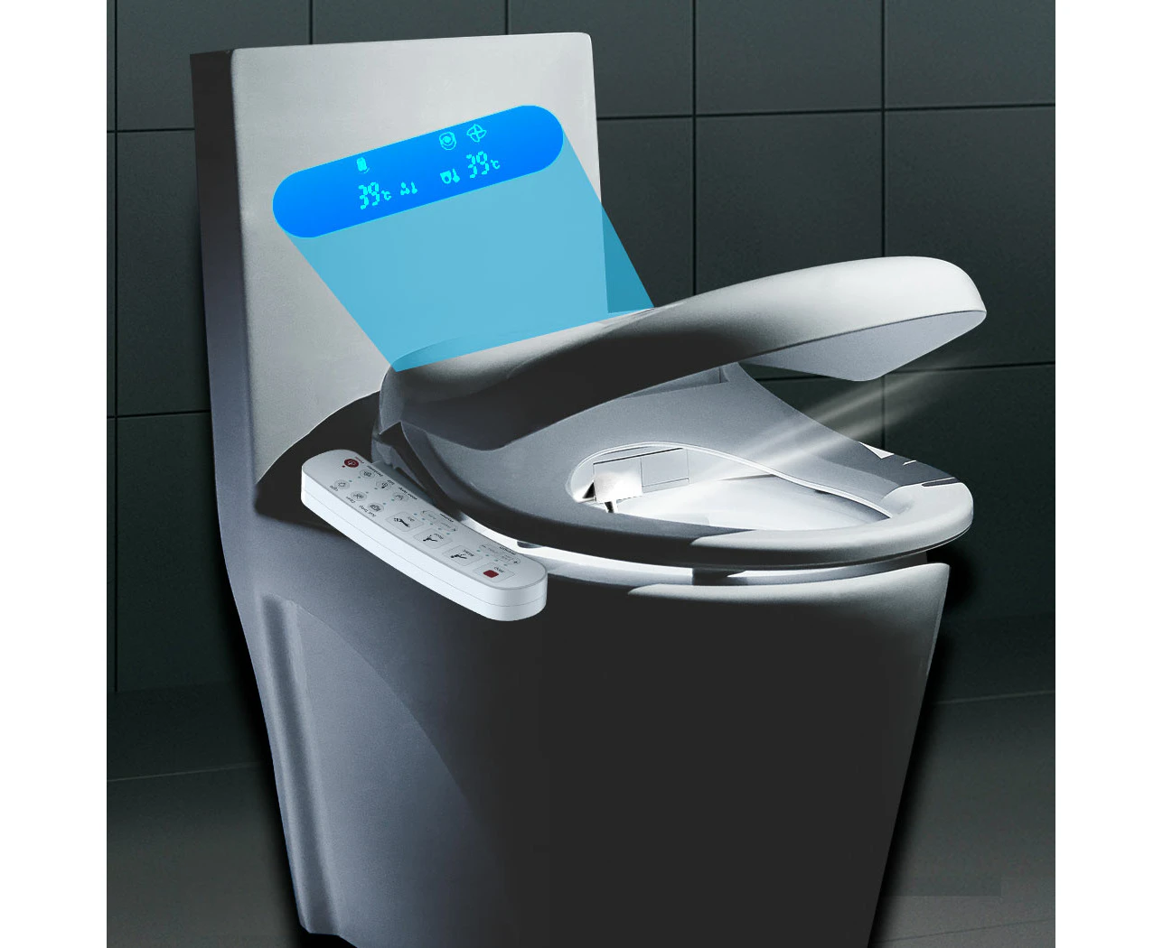 Electric Bidet Toilet Seat Cover Antibacterial Function LED Night Light Bathroom