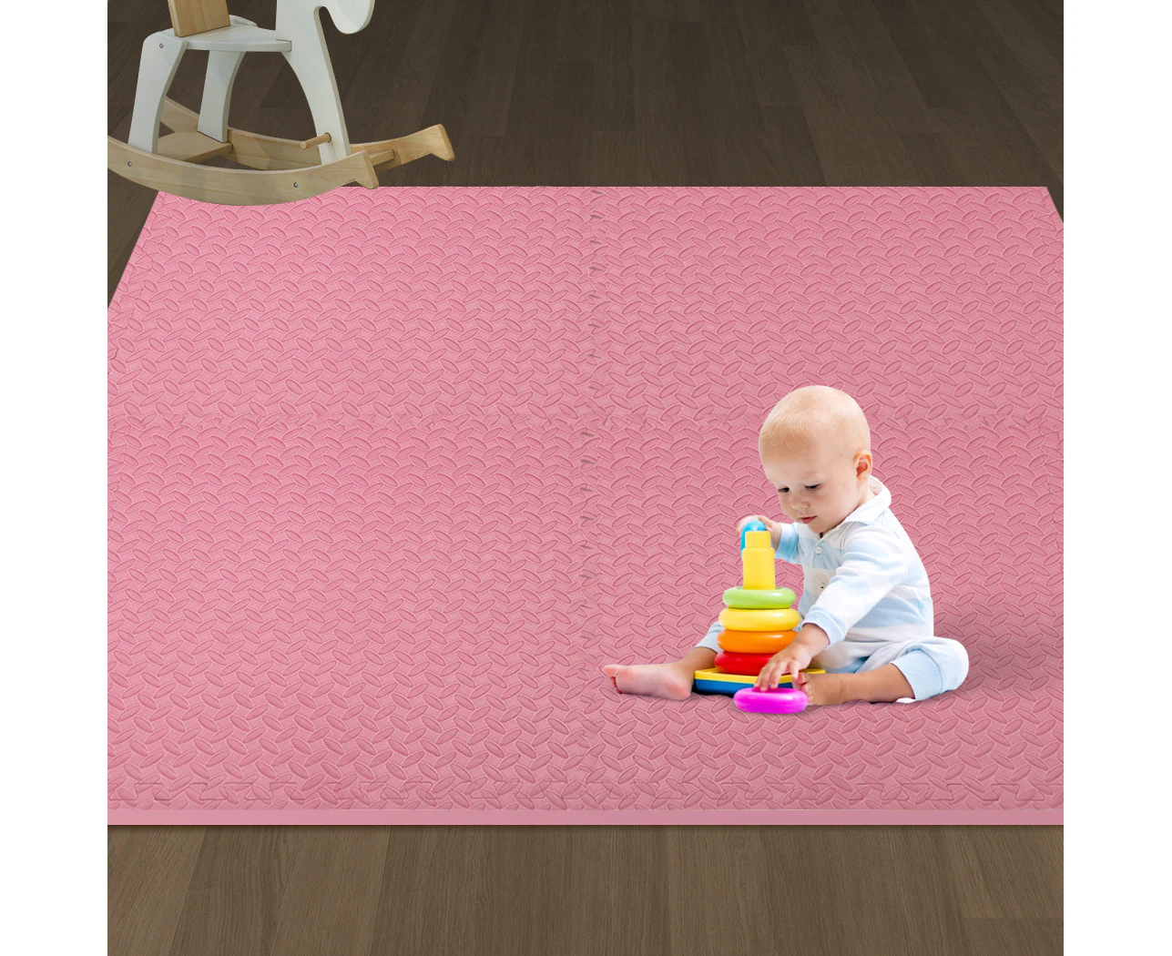 Bopeep EVA Foam Kids Play Mat Floor Kid Crawling Interlocking Home Pink 60x60