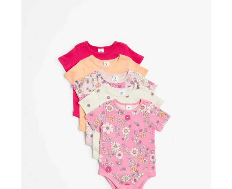 Target Baby Organic Cotton Bodysuits 5 Pack - PinkFloral