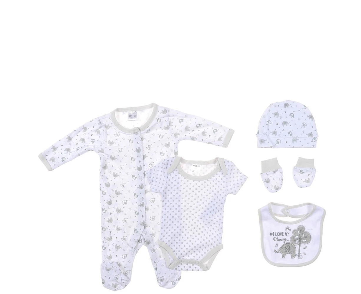 Snugzeez Grey Elephant 5 Piece Baby Gift Set