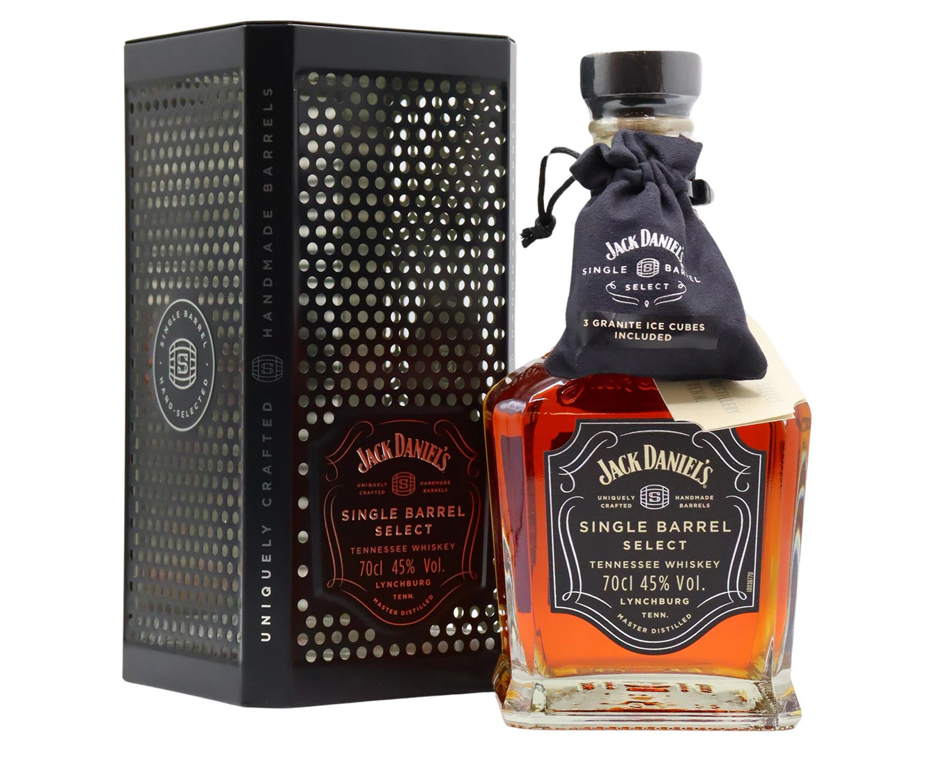 Jack Daniel's Single Barrel Select with Mesh Gift Tin and Granite Ice Cubes 700ml