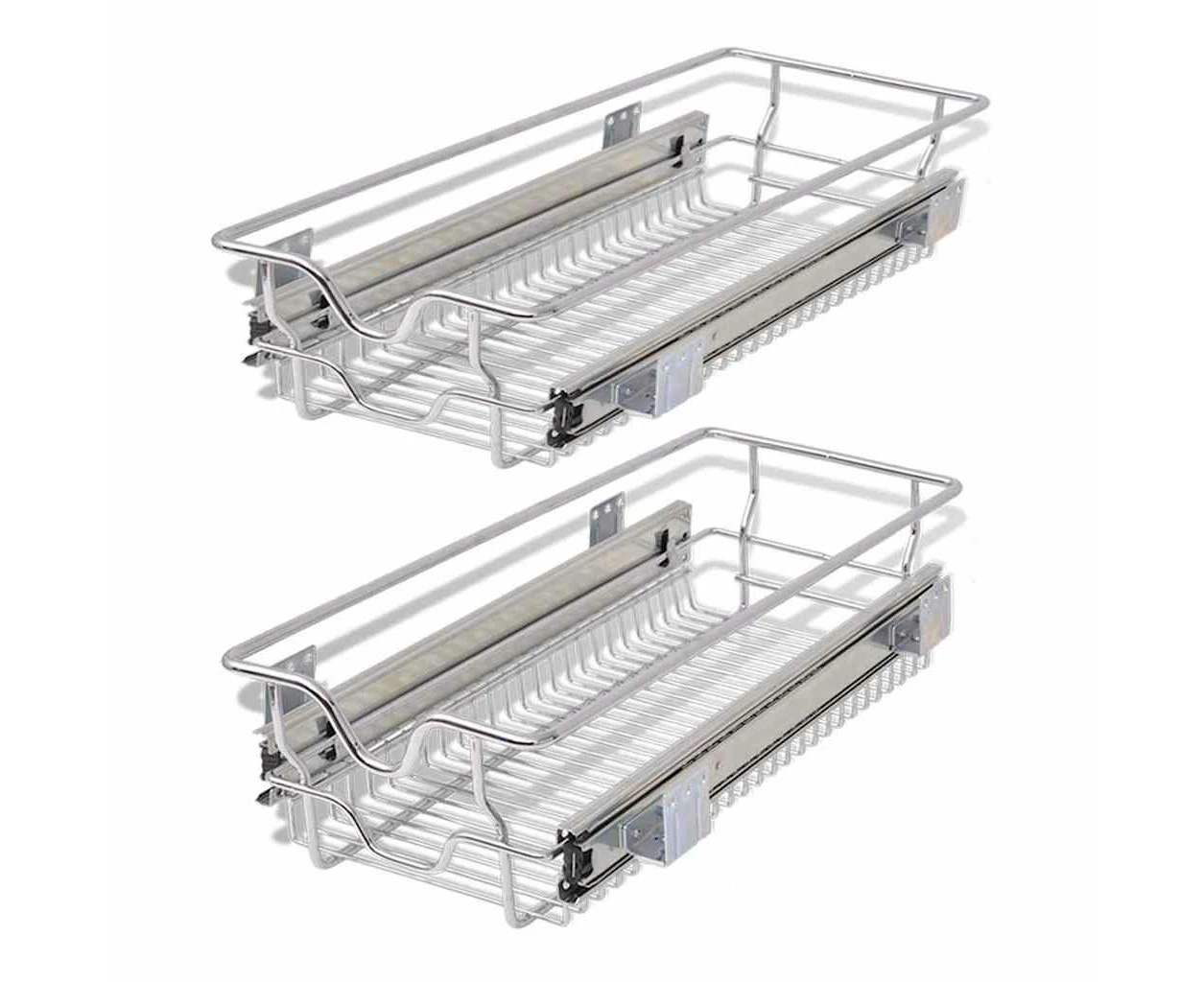 vidaXL Pull-Out Wire Baskets 2 pcs Silver 300 mm