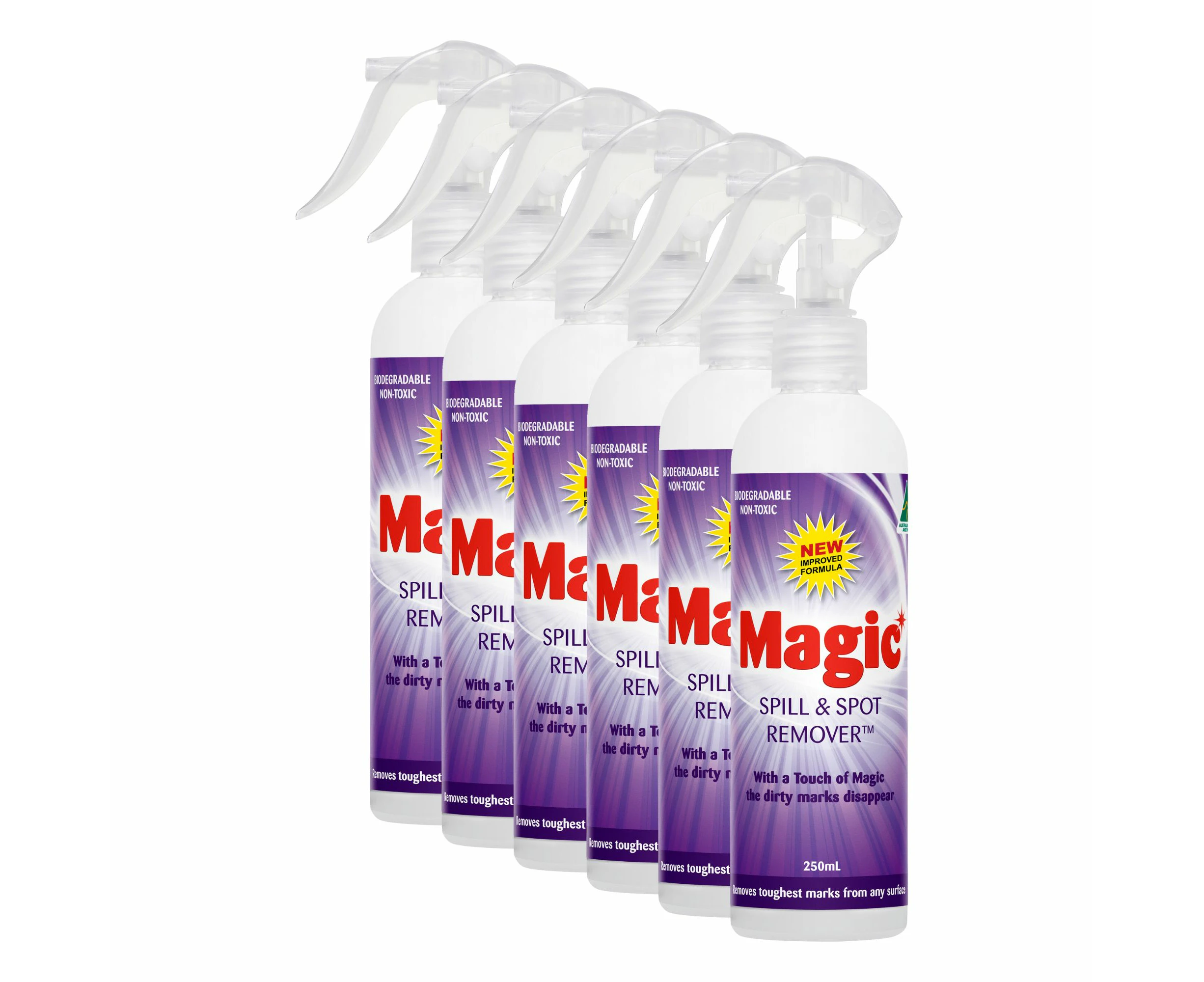 6 x Magic Spill & Spot Remover Bleach-free, Perfect for Spills of all Kinds, Septic and Grey Water Safe 250mL