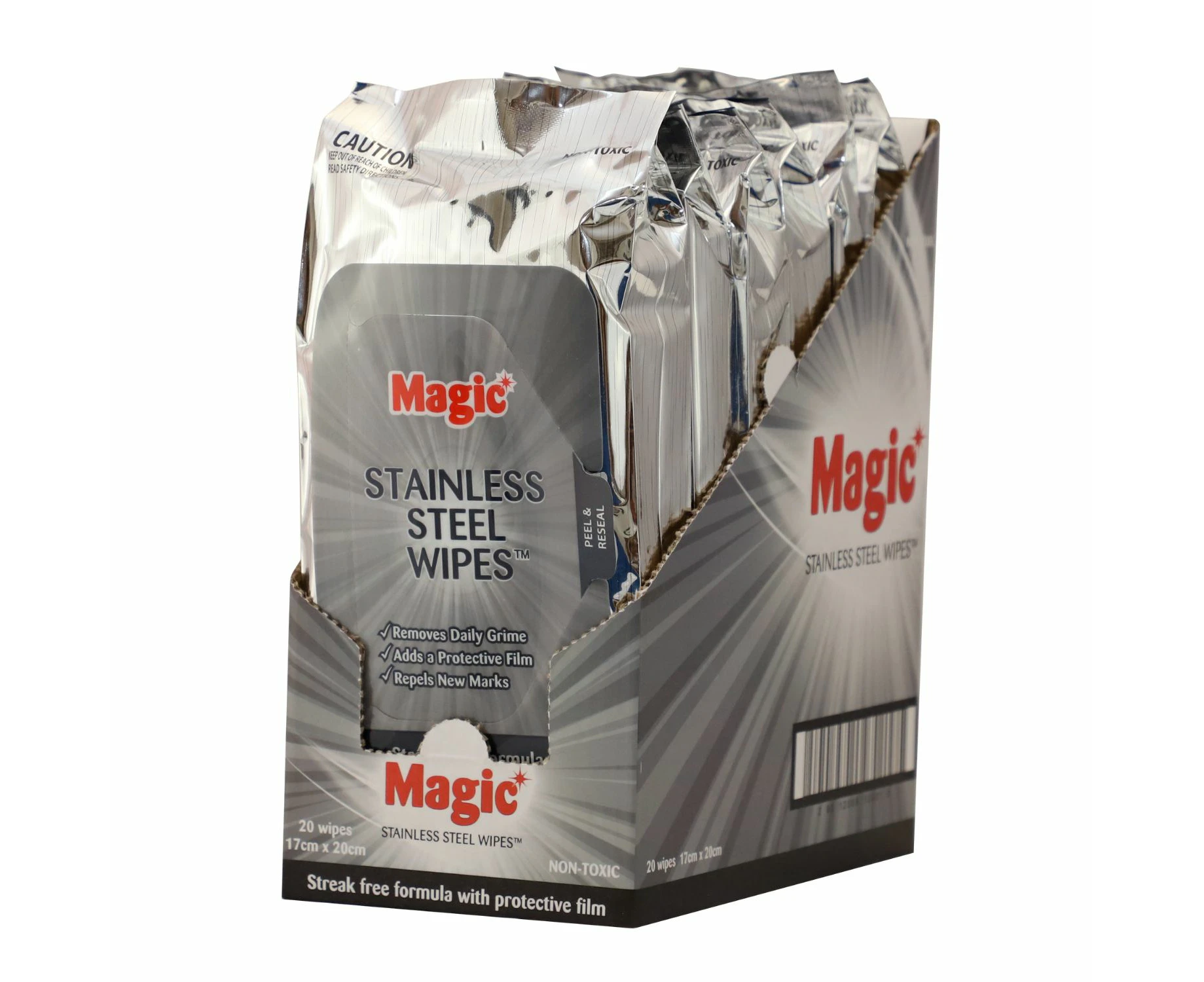 6 x Magic Stainless Steel Cleaner Wipes Handy-Go-To, Removes Daily Grime, Adds a Protective Film, Repels New Marks 20Pk