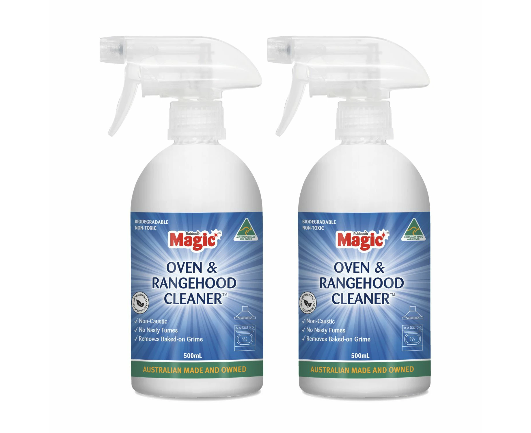 2 x Magic Oven & Rangehood Cleaner Non Caustic, Food Safe Oven, Grill & Rangehood Cleaner 500mL