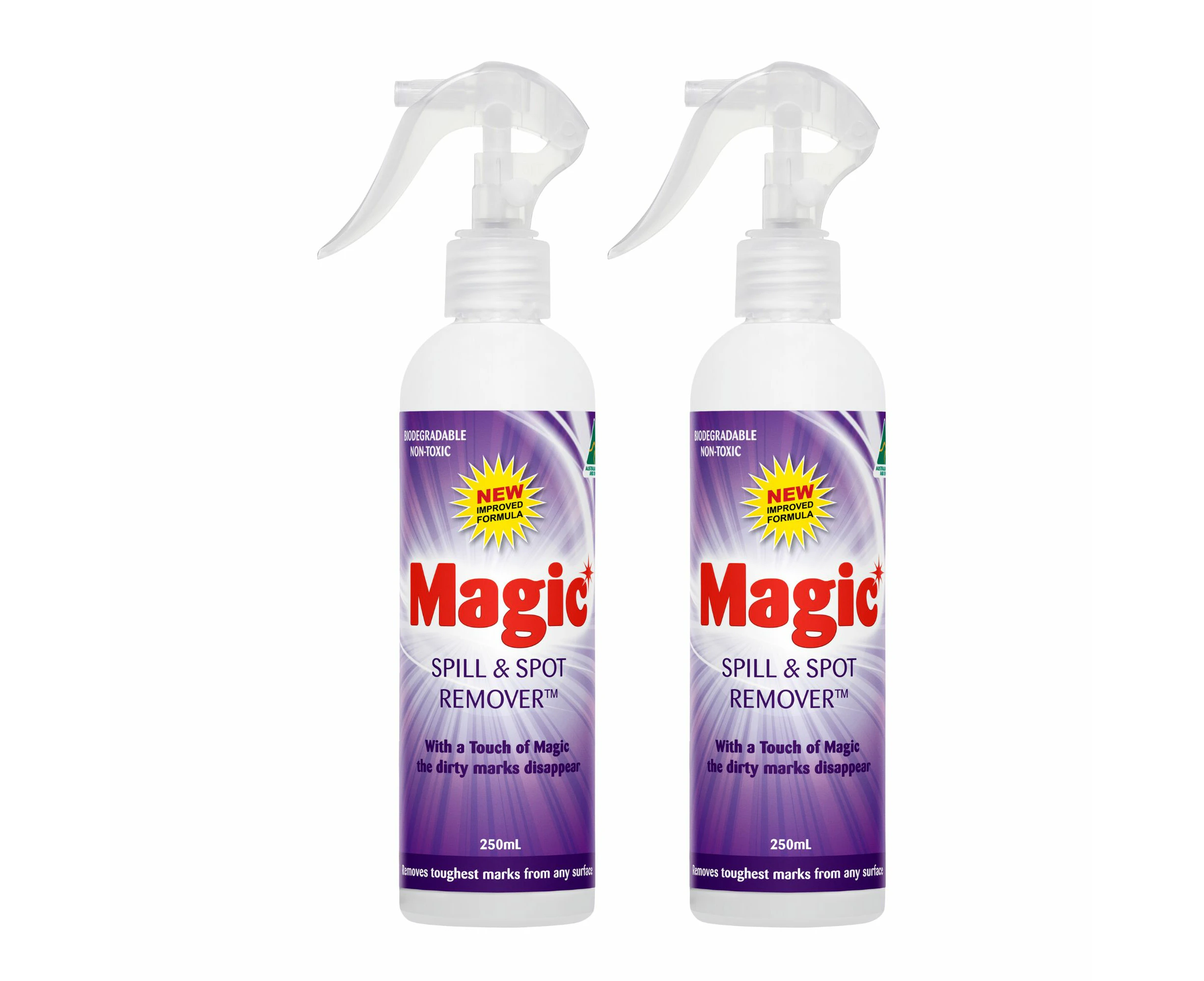 2 x Magic Spill & Spot Remover Bleach-free, Perfect for Spills of all Kinds, Septic and Grey Water Safe 250mL