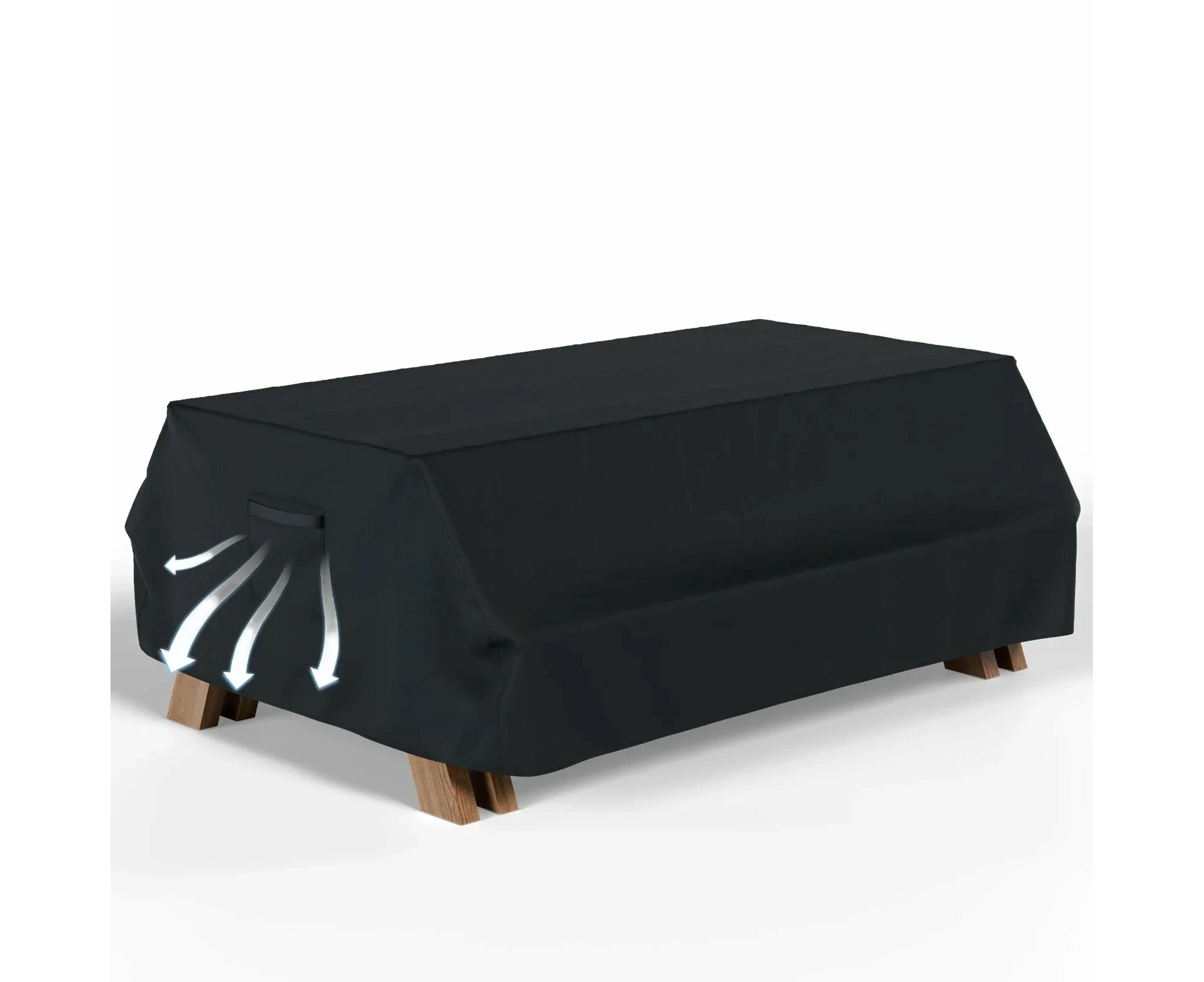 Picnic Table Cover  Waterproof Heavy Duty  600D Black (254x157x76cm)