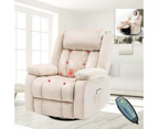 Advwin Recliner Chair 360° Swivel 8-Point Heated Massage Chair Beige