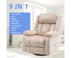 Advwin Recliner Chair 360° Swivel 8-Point Heated Massage Chair Beige