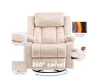 Advwin Recliner Chair 360° Swivel 8-Point Heated Massage Chair Beige