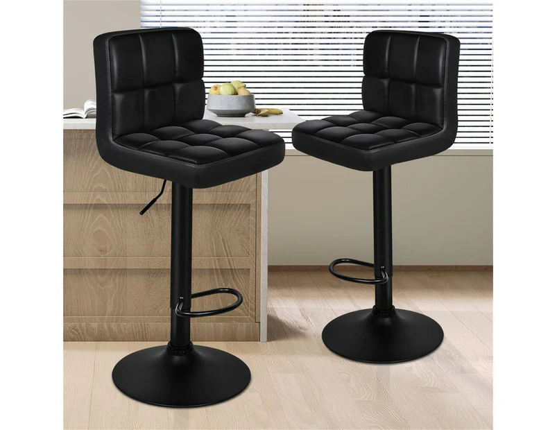 ALFORDSON Set of 2 Ralph L Shape Bar Stools (All Black)