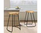 ALFORDSON Set of 2 Retro Tractor Bar Stools (65cm, Natural Wood)