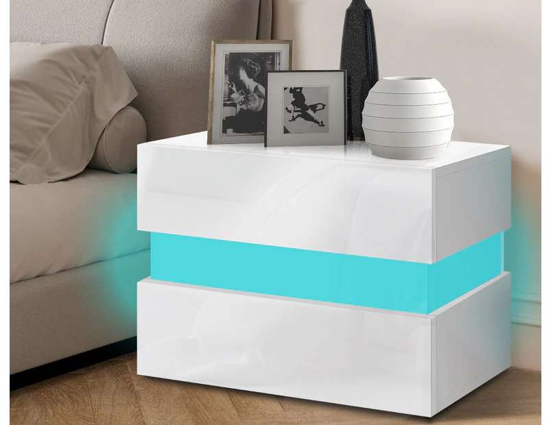 ALFORDSON LED Bedside Table White