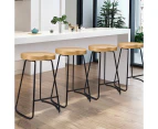 ALFORDSON Set of 4 Retro Tractor Bar Stools (65cm, Natural Wood)