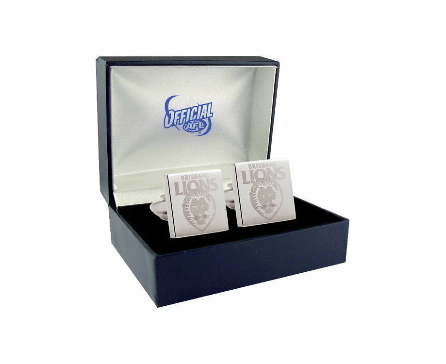 Brisbane Lions Silver Etched Cufflinks