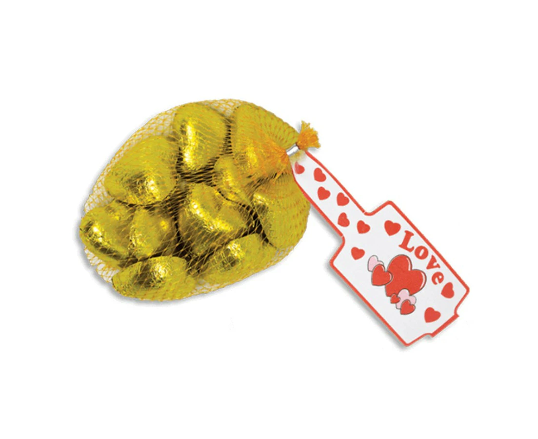 Gold Milk Chocolate Hearts 77g (approximately 10-11 pieces)