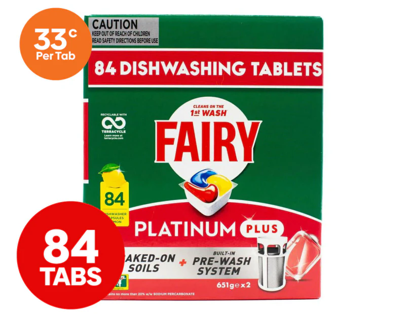 Fairy Platinum Plus Dishwashing Capsules Lemon 84pk