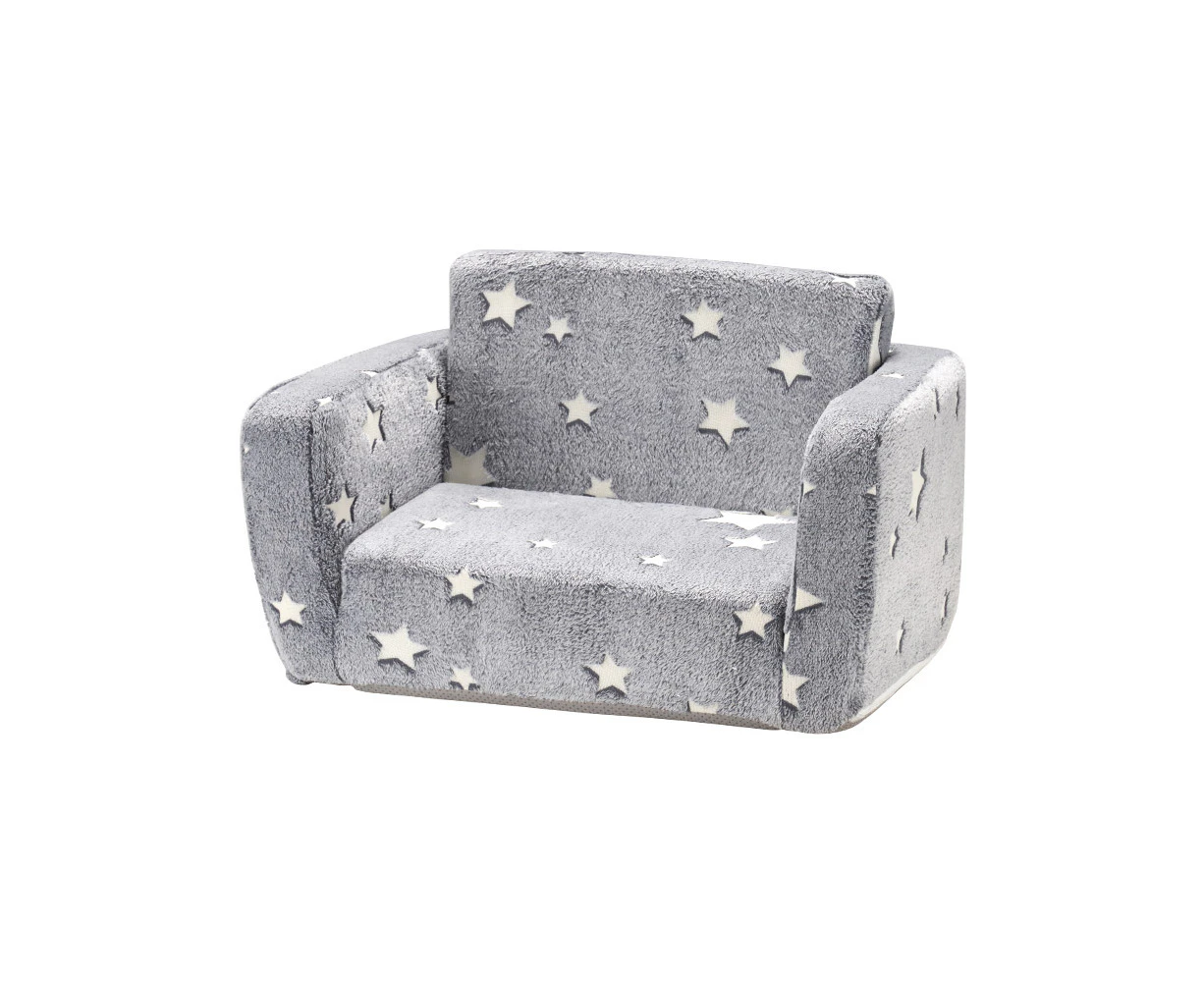 Playpals Kids Sofa Convertible Couch Fold Out Play Couch Toddler Sofa Grey