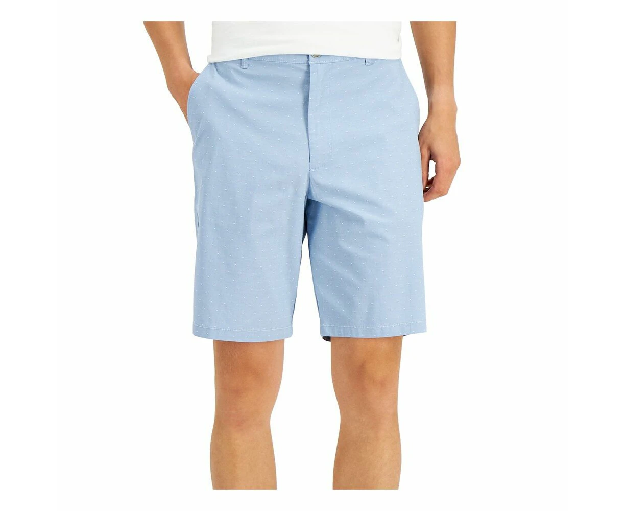 CALVIN KLEIN Men's Stretch Cotton Dobby Shorts | Light Blue | White