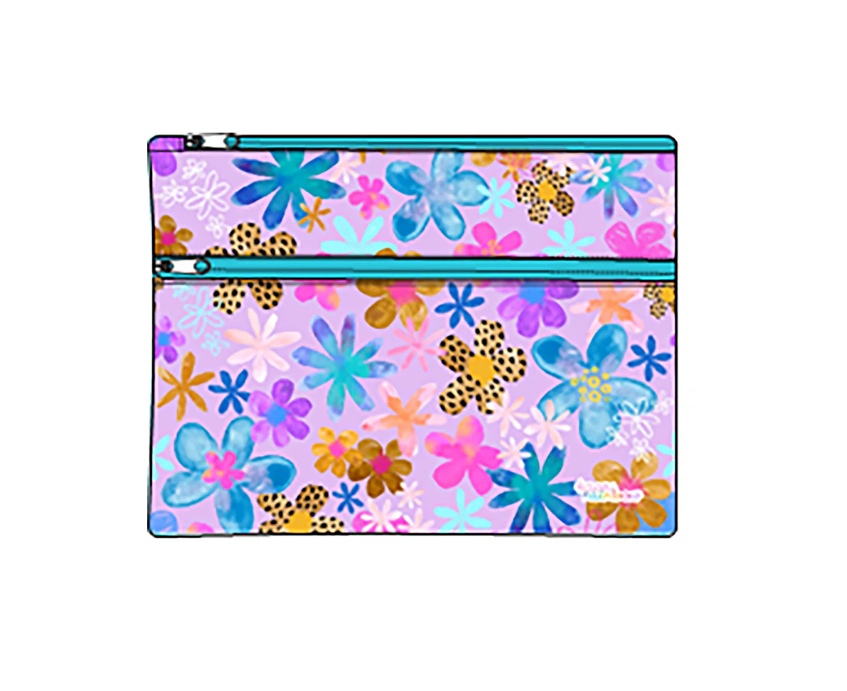 Got It Covered Pencil Case 34cm Large 2-Zip Kasey Rainbow Mauve Meadow