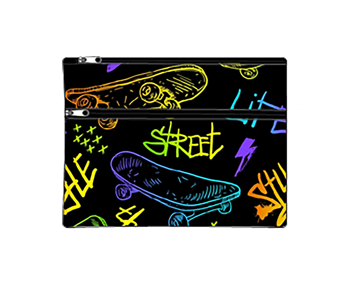 Got It Covered Pencil Case 34cm Large 2-Zip Skate Street Life