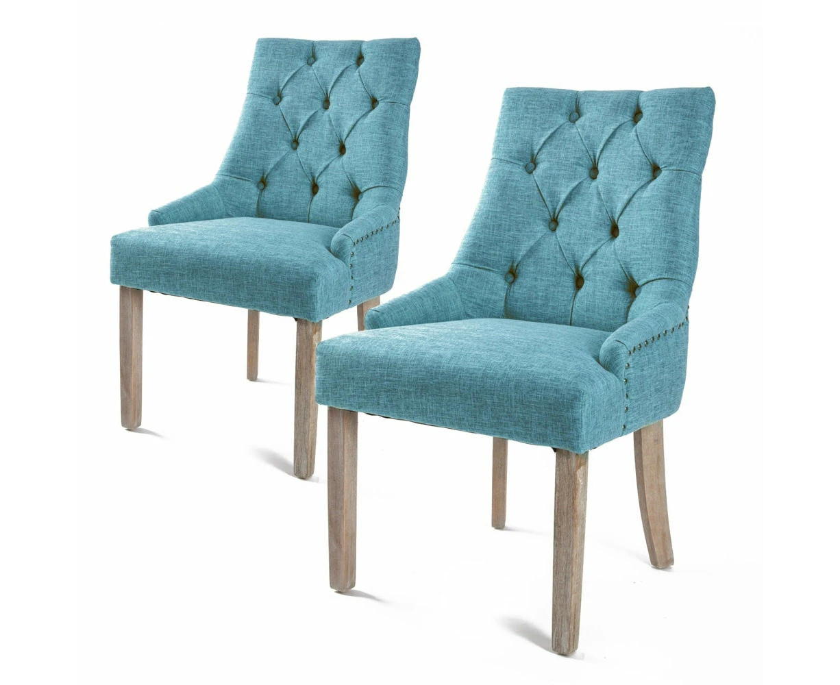 La Bella 2 Set Blue French Provincial Dining Chair Amour Oak Leg