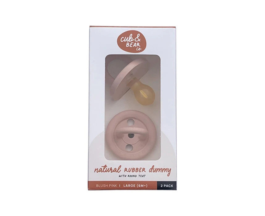 Cub And Bear Co Cub & Bear Co Natural Rubber Dummy Round Teat Large (6+ Months) Blush Pink Twin Pack