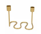 Wave Taper Candle Holder, Gold Look - Anko