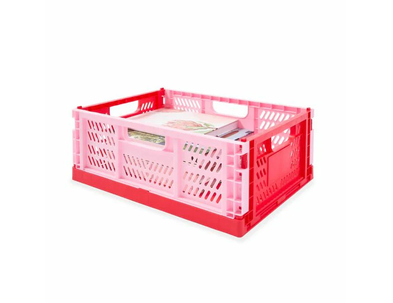 15L Collapsible Crate, Medium, Red - Anko