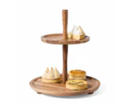 2 Tier Acacia Cake Stand, Brown - Anko