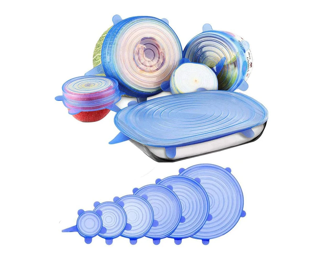 Vibe Geeks 6 Pcs Reusable Universal Silicon Stretch Bowl Lids Kitchen Wrap Silicone Food