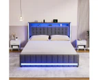 Levede Queen Solid Bed Frame Headboard RGB LED Lights 4 Drawer USB Charge