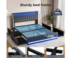 Levede Queen Solid Bed Frame Headboard RGB LED Lights 4 Drawer USB Charge