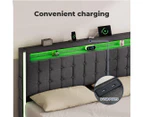 Levede Queen Solid Bed Frame Headboard RGB LED Lights 4 Drawer USB Charge