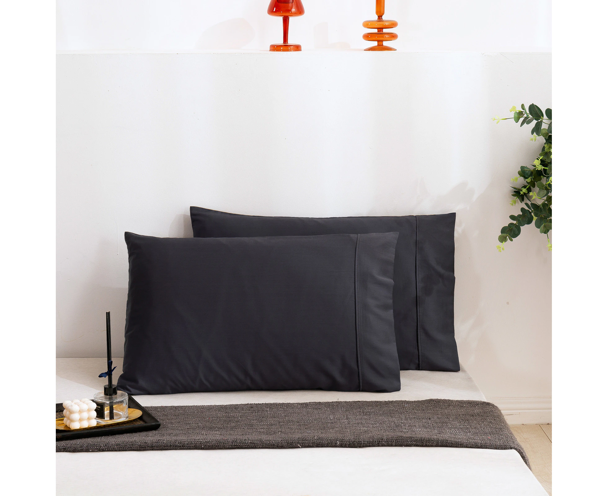 Serene Bamboo Cotton King Pillowcase Charcoal