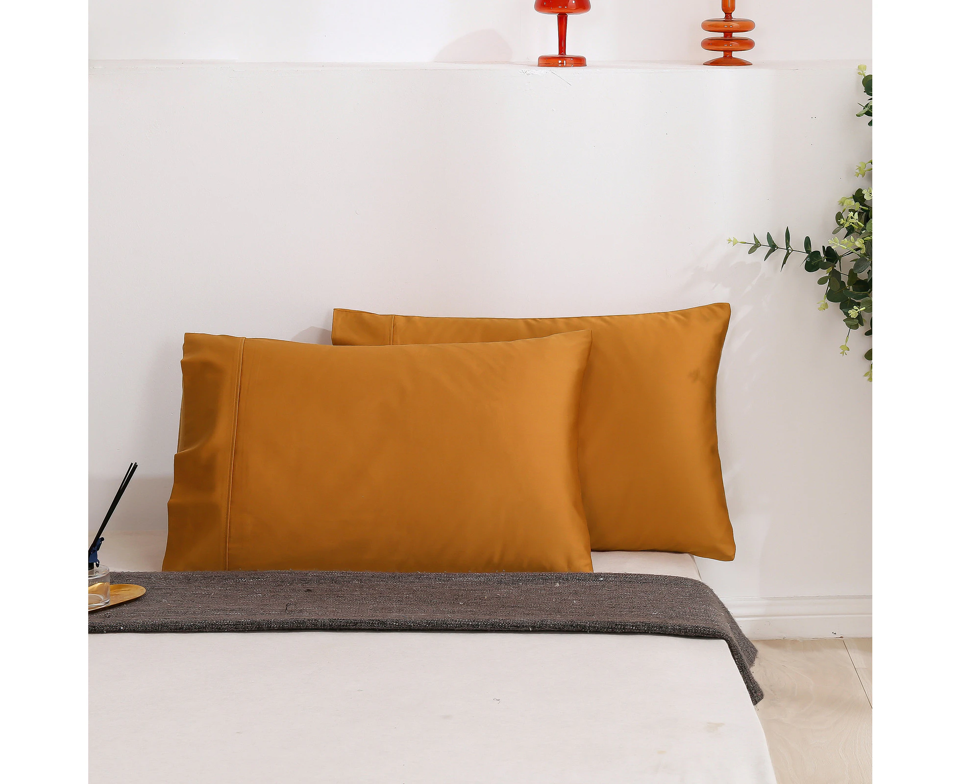 Serene Bamboo Cotton King Pillowcase Rust