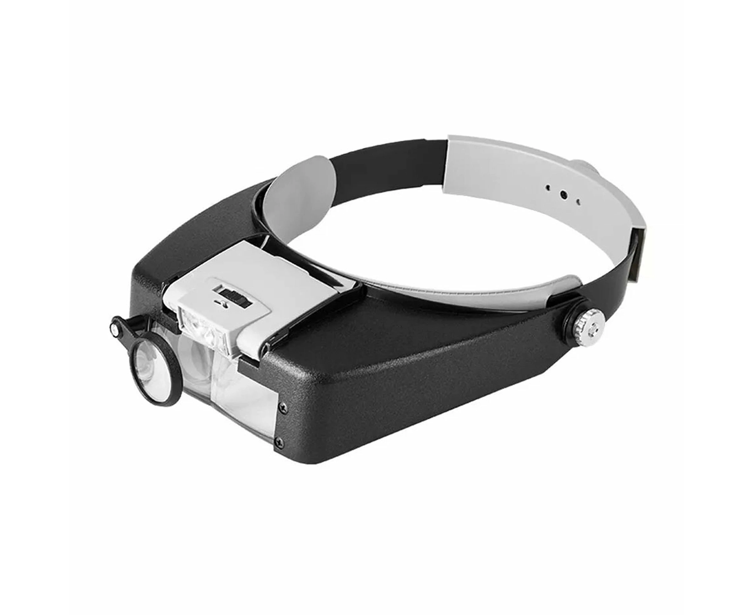 Headband LED 10X Magnifying Glasses Illuminated Adjustable Head Loupe Reading - Grey